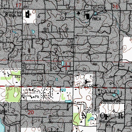 Topographic Map of Windham Manor, IL