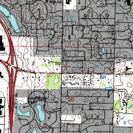Topographic Map of Highland Woods, IL