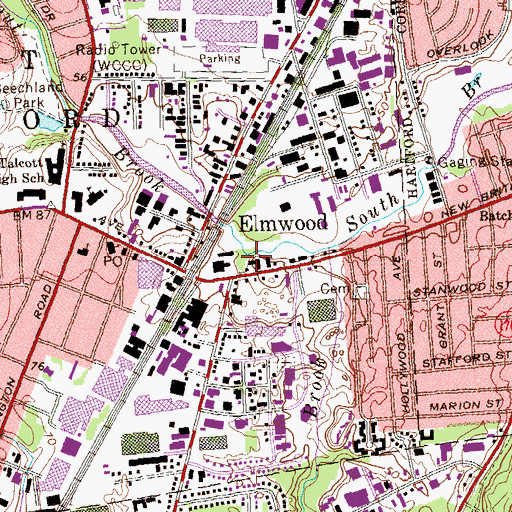 Topographic Map of Piper Brook, CT