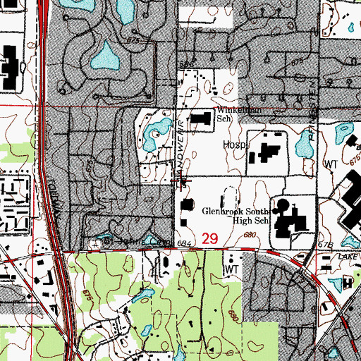 Topographic Map of Glenview Fire Department Station 8, IL