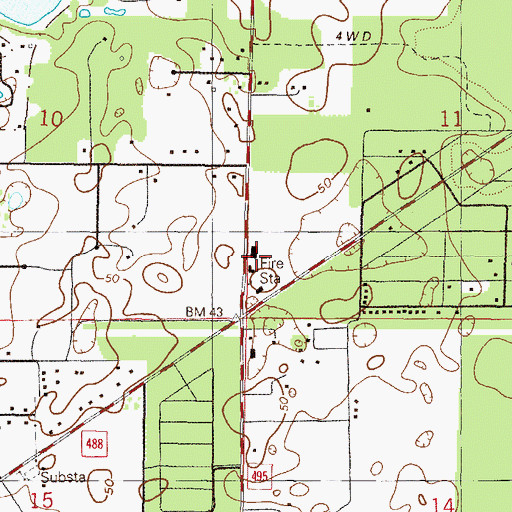 Topographic Map of Citrus County Fire Rescue Station 9, FL