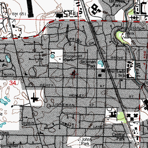 Topographic Map of Glenview Community Church, IL