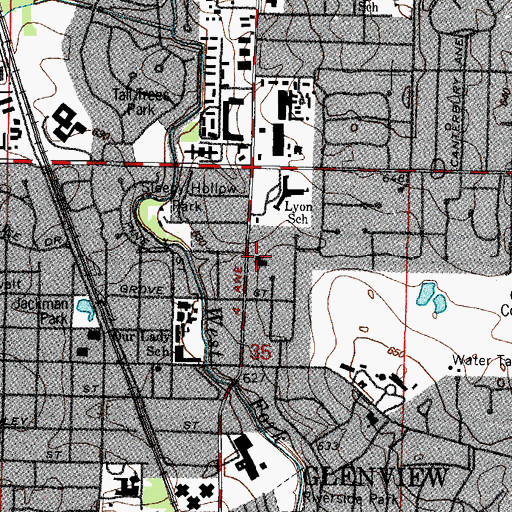 Topographic Map of Glenview Fire Department - Station 6 Headquarters, IL