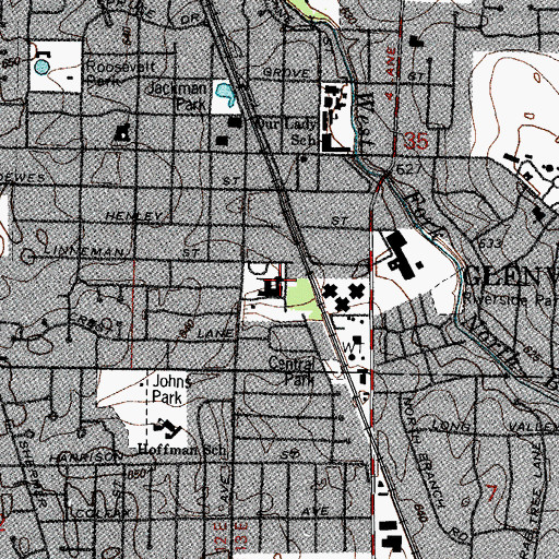 Topographic Map of Glenview United Methodist Church, IL