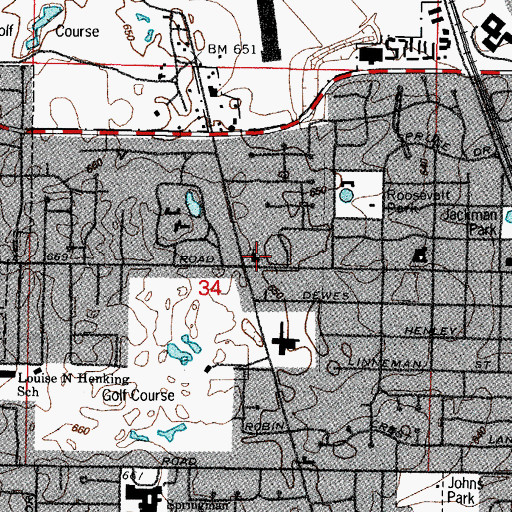 Topographic Map of Saint David's Episcopal Church, IL