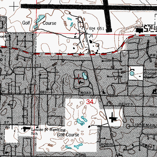 Topographic Map of Glenview New Church School, IL