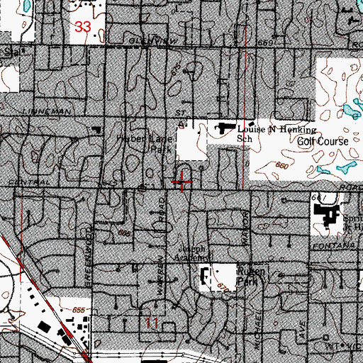Topographic Map of Glenview Presbyterian Church, IL
