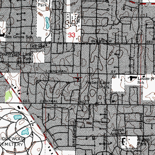 Topographic Map of Glenview Covenant Church, IL