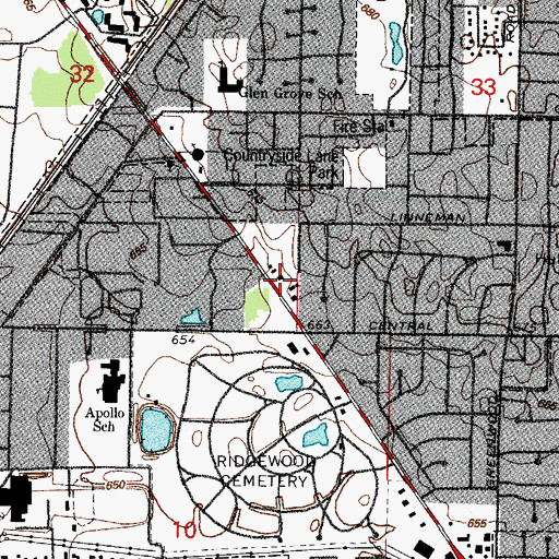 Topographic Map of Grace Baptist Church, IL