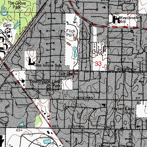 Topographic Map of Glenview Fire Department Station 7, IL