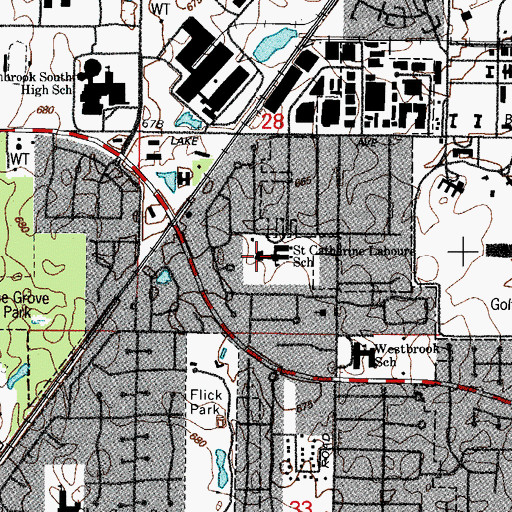 Topographic Map of Saint Catherine Laboure Church, IL