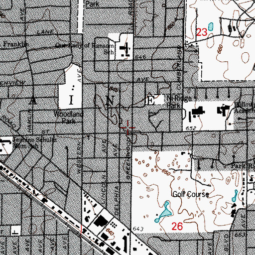 Topographic Map of Park Ridge Fire Department Station 36, IL