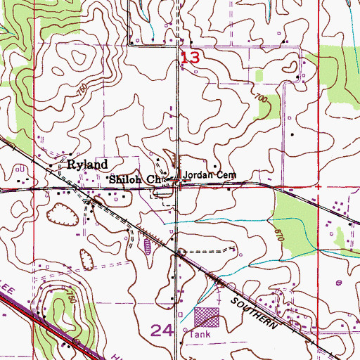 Topographic Map of Russell J Kelly Cemetery, AL