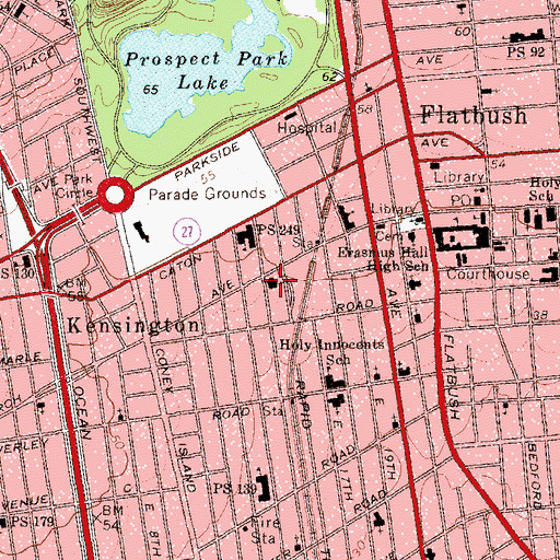 Topographic Map of Temple Beth Emeth of Flatbush, NY