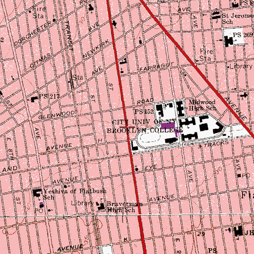 Topographic Map of Brooklyn Seventh Day Adventist Church, NY