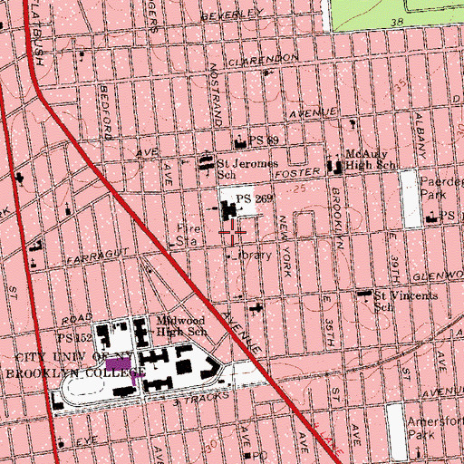 Topographic Map of Norstrand Avenue Church of God, NY