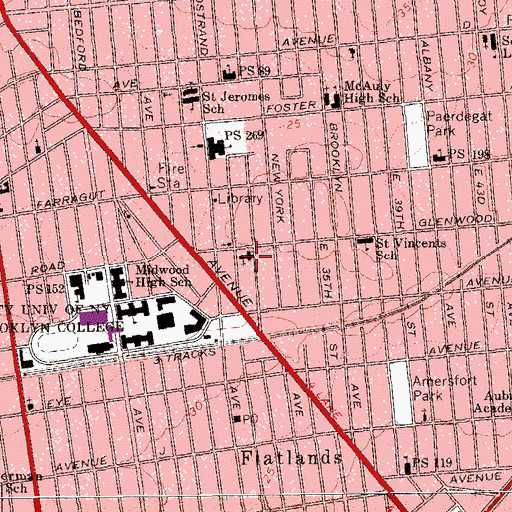 Topographic Map of Vanderveer Park United Methodist Church, NY