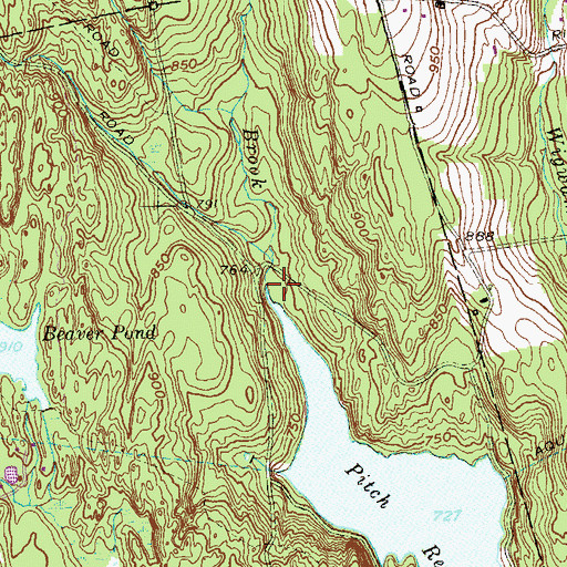 Topographic Map of Pitch Brook, CT