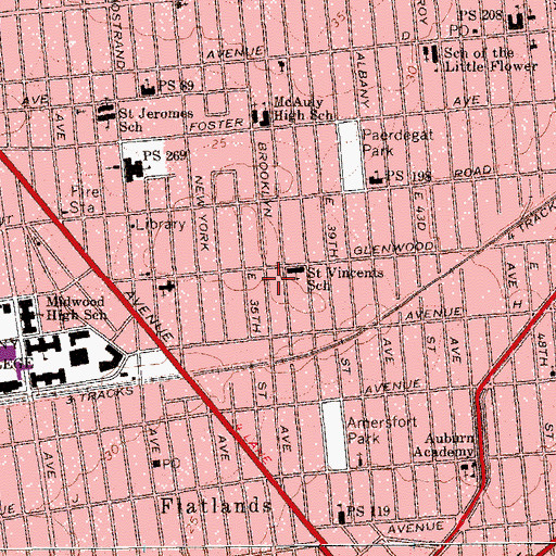 Topographic Map of Saint Vincent Ferrer Church, NY