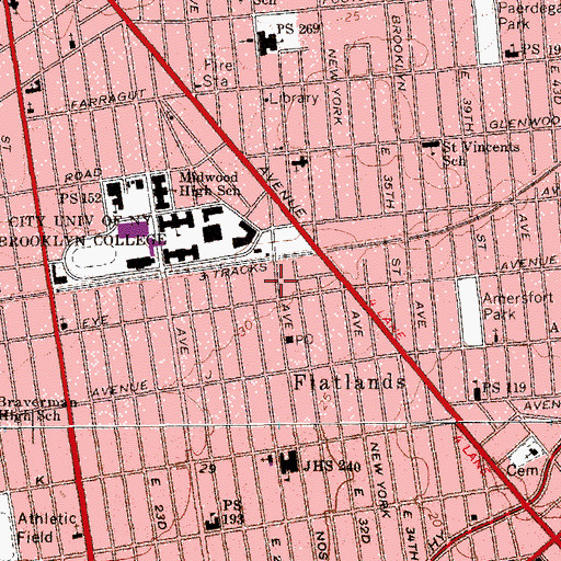Topographic Map of Beulah Tabernacle Church, NY