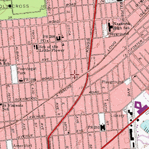 Topographic Map of Beulah Church of God Seventh Day, NY
