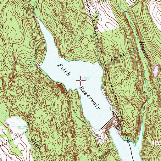Topographic Map of Pitch Reservoir, CT