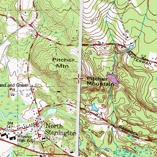 Topographic Map of Pitcher Mountain, CT