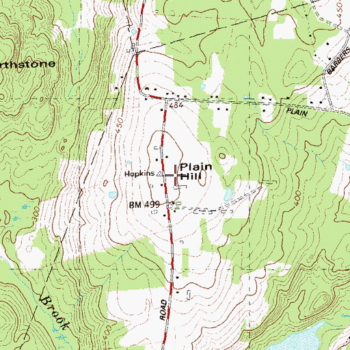 Topographic Map of Plain Hill, CT