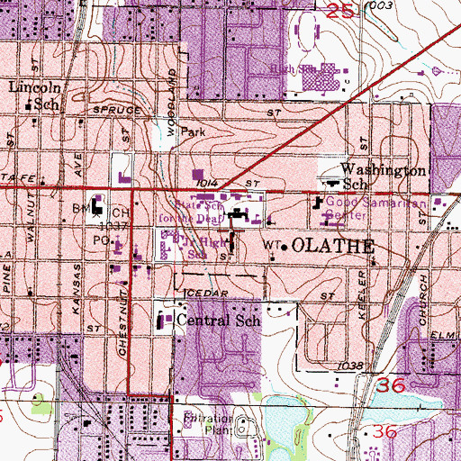 Topographic Map of Kansas State Elementary School for the Deaf, KS