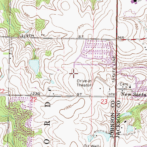 Topographic Map of Leawood Middle School, KS