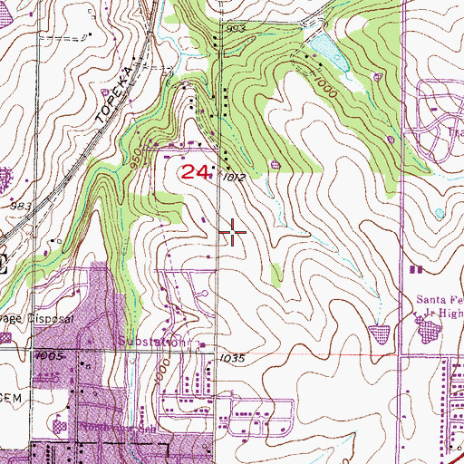 Topographic Map of Mahaffie Elementary School, KS