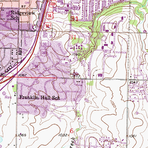 Topographic Map of Havencroft Elementary School, KS