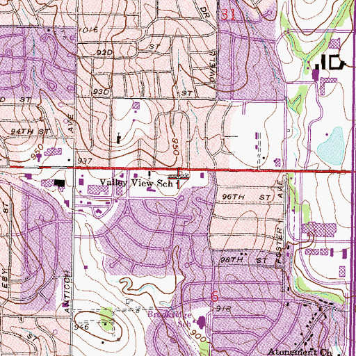 Topographic Map of Holy Cross Catholic School, KS