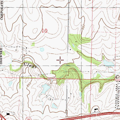 Topographic Map of Monticello Trails Middle School, KS