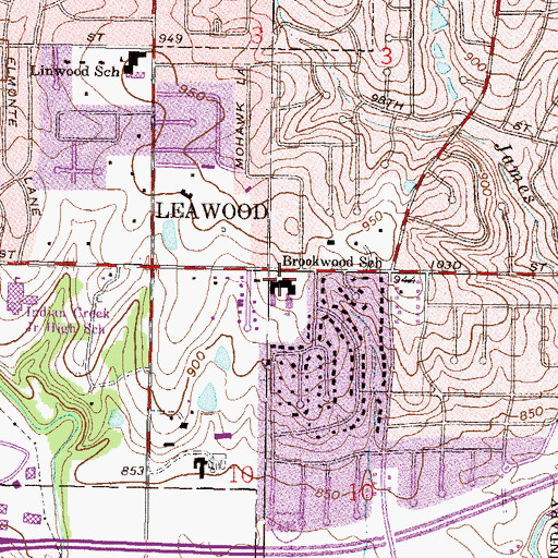 Topographic Map of Brookwood Elementary School, KS