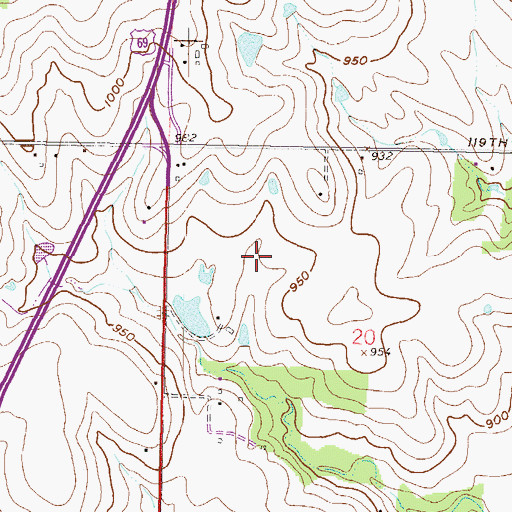 Topographic Map of Canterbury Preparatory School, KS