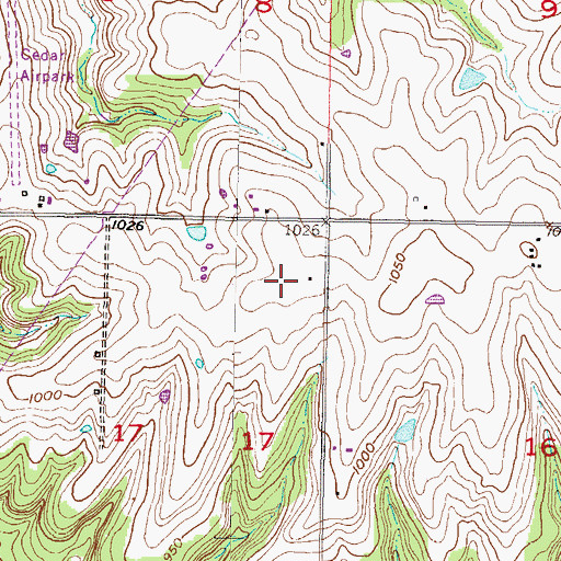 Topographic Map of Cedar Creek Elementary School, KS