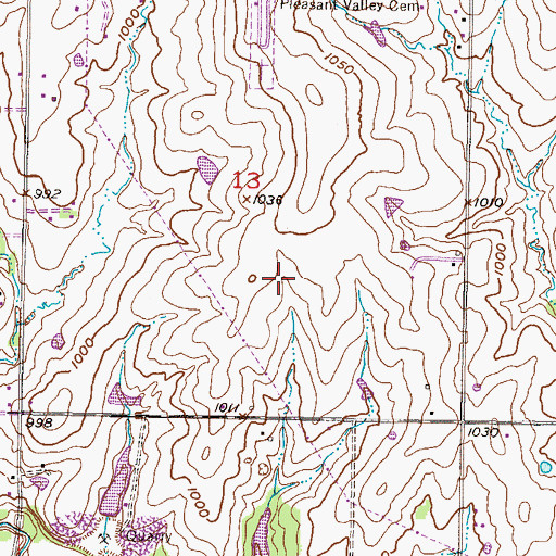 Topographic Map of Cedar Hills Elementary School, KS