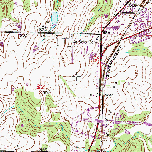 Topographic Map of De Soto High School, KS