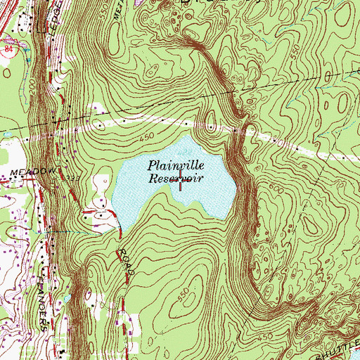 Topographic Map of Plainville Reservoir, CT