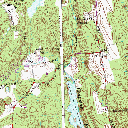 Topographic Map of Plane Brook, CT