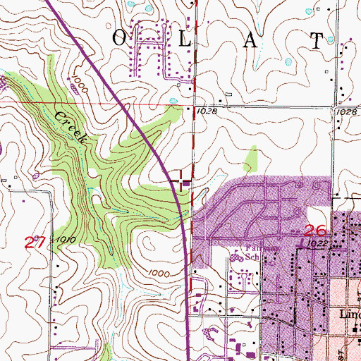 Topographic Map of Vista Baptist Church, KS
