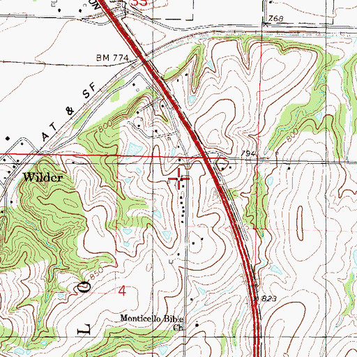 Topographic Map of Trinity Full Gospel Church, KS