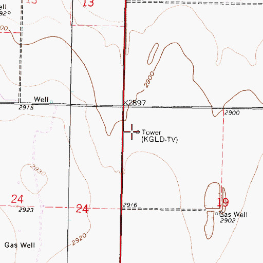 Topographic Map of KANZ-91.1 FM (Garden City), KS
