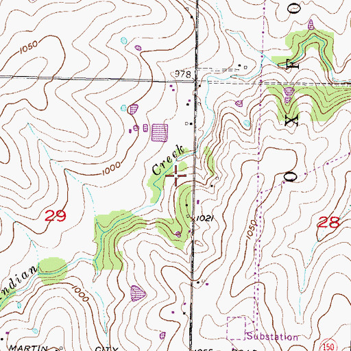 Topographic Map of Sharon Baptist Church, KS