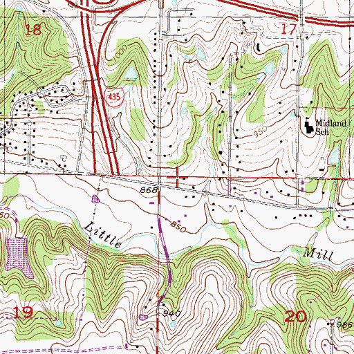 Topographic Map of Shawnee Park Christian Church Disciples of Christ, KS