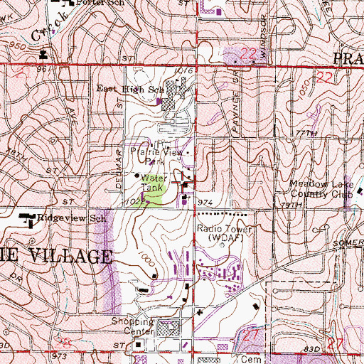 Topographic Map of Southwest Bible Church, KS