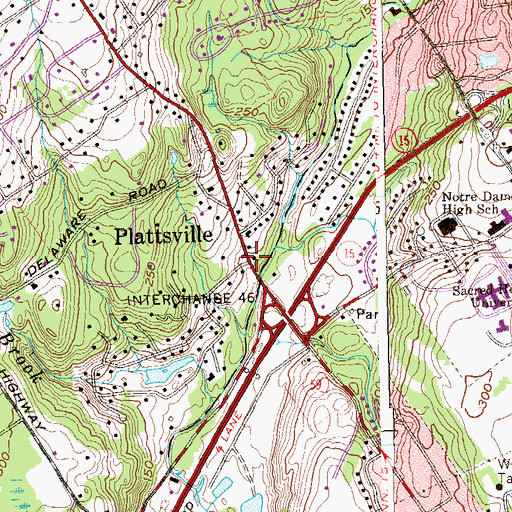 Topographic Map of Plattsville, CT