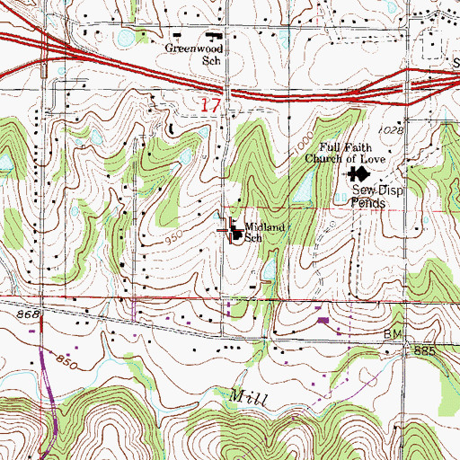 Topographic Map of Saint Pius X Catholic Church, KS