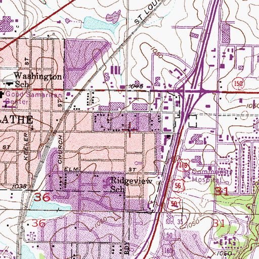 Topographic Map of Ridgeview Southern Baptist, KS